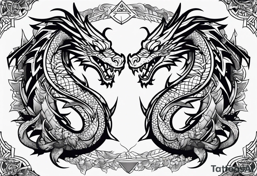 roaring dragons tattoo idea