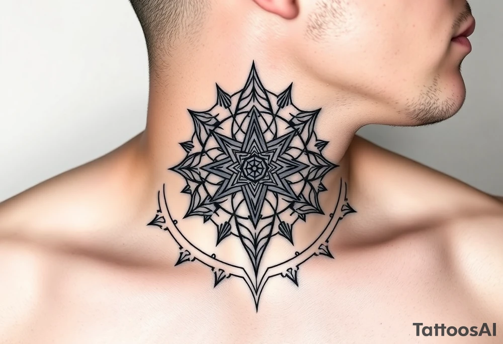 sacred geometry, on the throat and neck tattoo idea