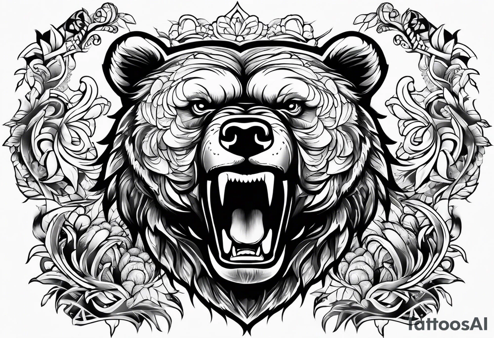 screaming bear tattoo idea