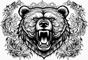 screaming bear tattoo idea