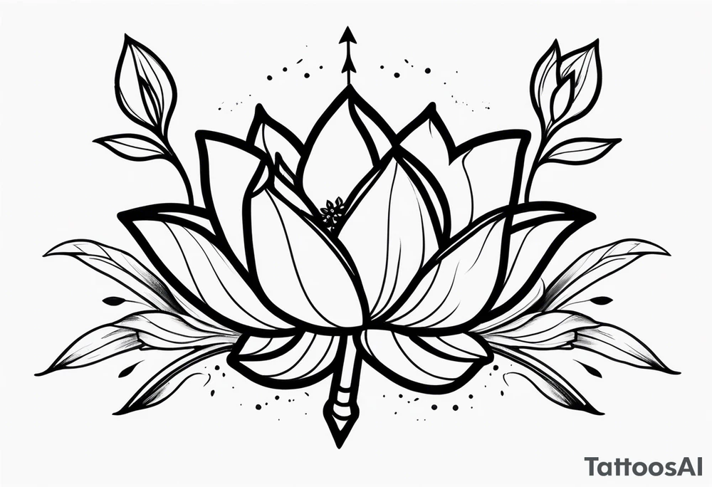Arrow with a lotus blooming tattoo idea