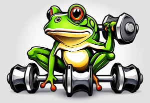 Strong old frog lifting dumbells tattoo idea