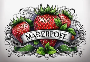 lonely strawberry wrapped in banner saying Pops tattoo idea
