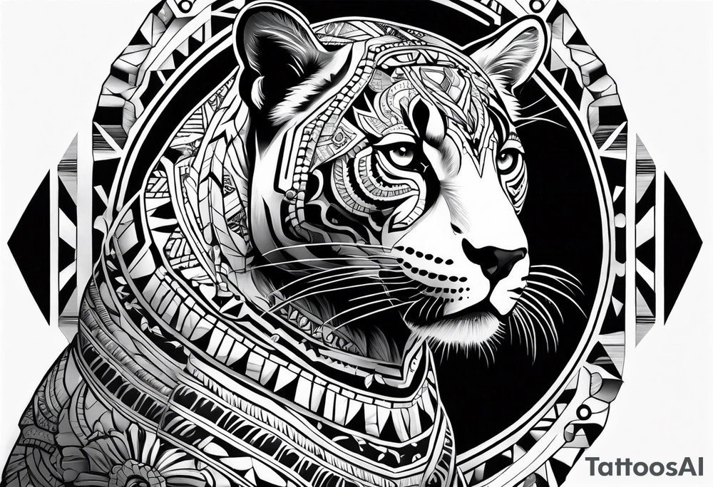 aztec black jaguar sitting tattoo idea
