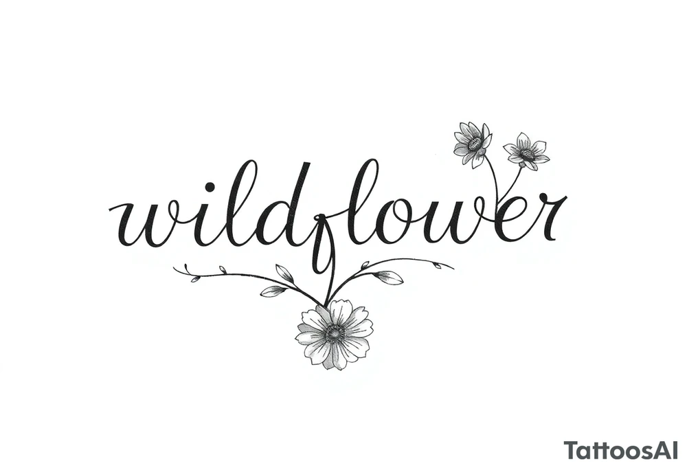 wildflower as the stem of a flower tattoo idea