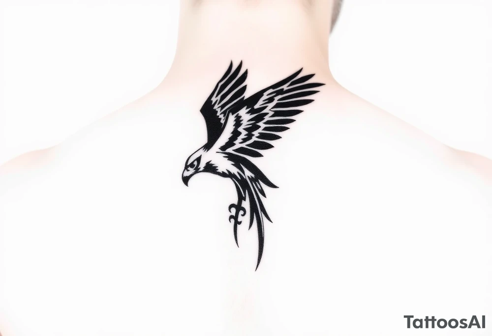 tribal hawk silhouette tattoo idea