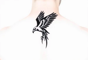 tribal hawk silhouette tattoo idea