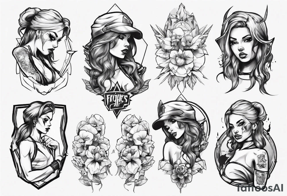 toples fighter girl tattoo idea