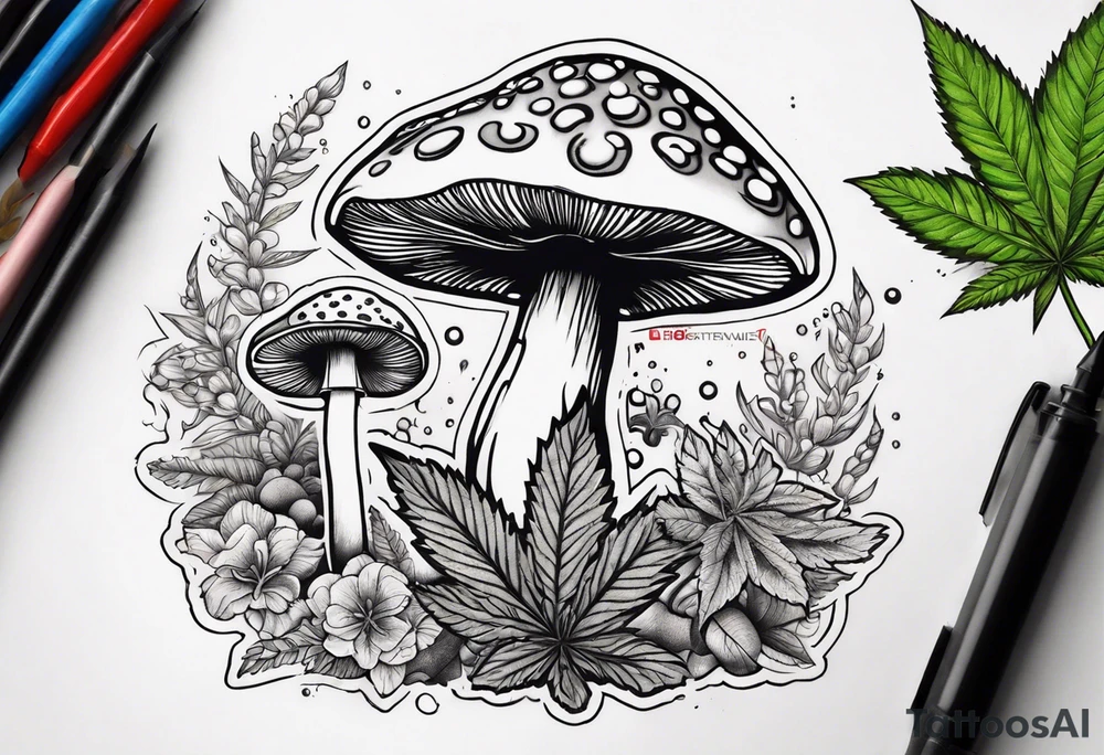 shroom and marijuana tattoo tattoo idea