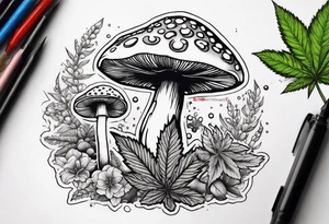 shroom and marijuana tattoo tattoo idea