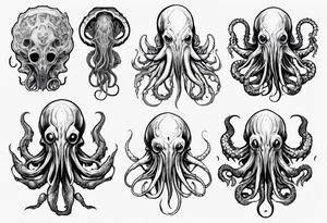 Cthulhu on hand with tentacle on finger tattoo idea