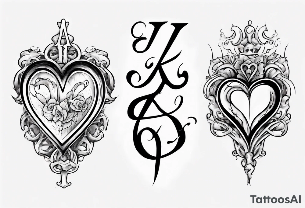 through thick and thin with a heart and the letters A and K tattoo idea