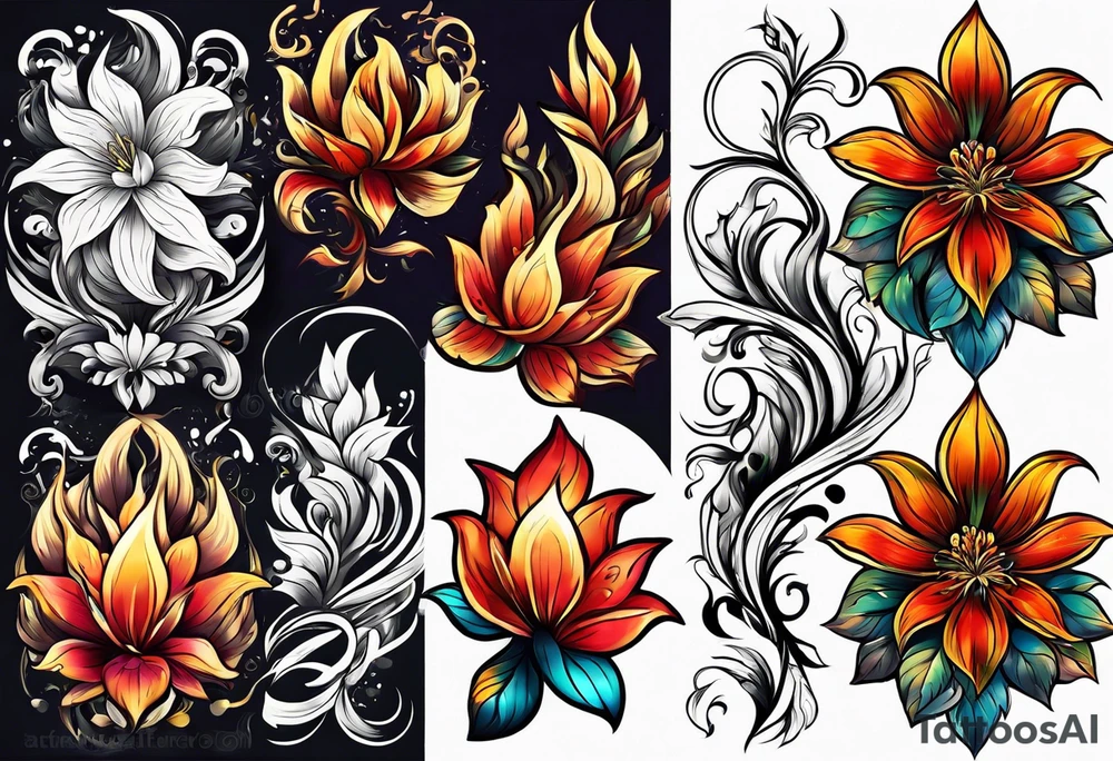 Flower fire for a male tattoo tattoo idea