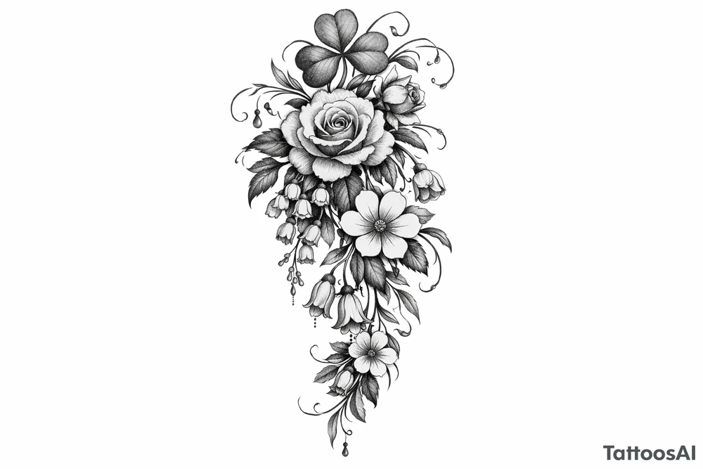 Cascading Irish flowers tattoo idea