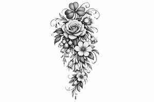Cascading Irish flowers tattoo idea