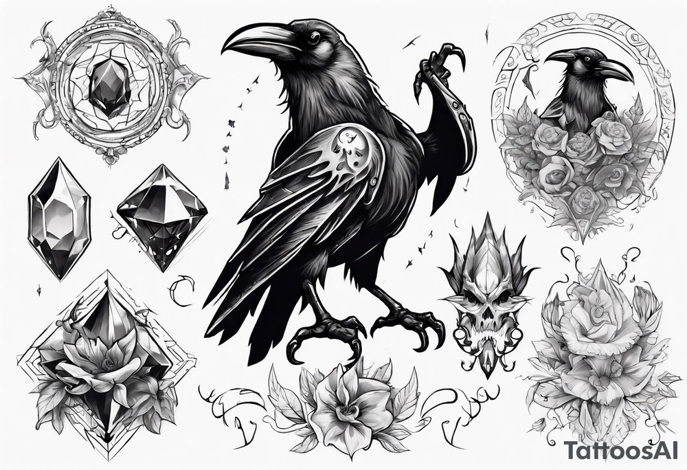 The Demon Raven Stolas, a Prince of Hell who is obsessed with gems, knowledge of astrology and poisonous plants. tattoo idea