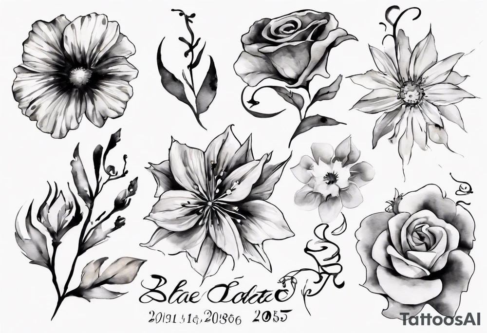flowers and the date blow the flowers 12.08.05 tattoo idea