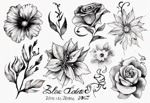 flowers and the date blow the flowers 12.08.05 tattoo idea