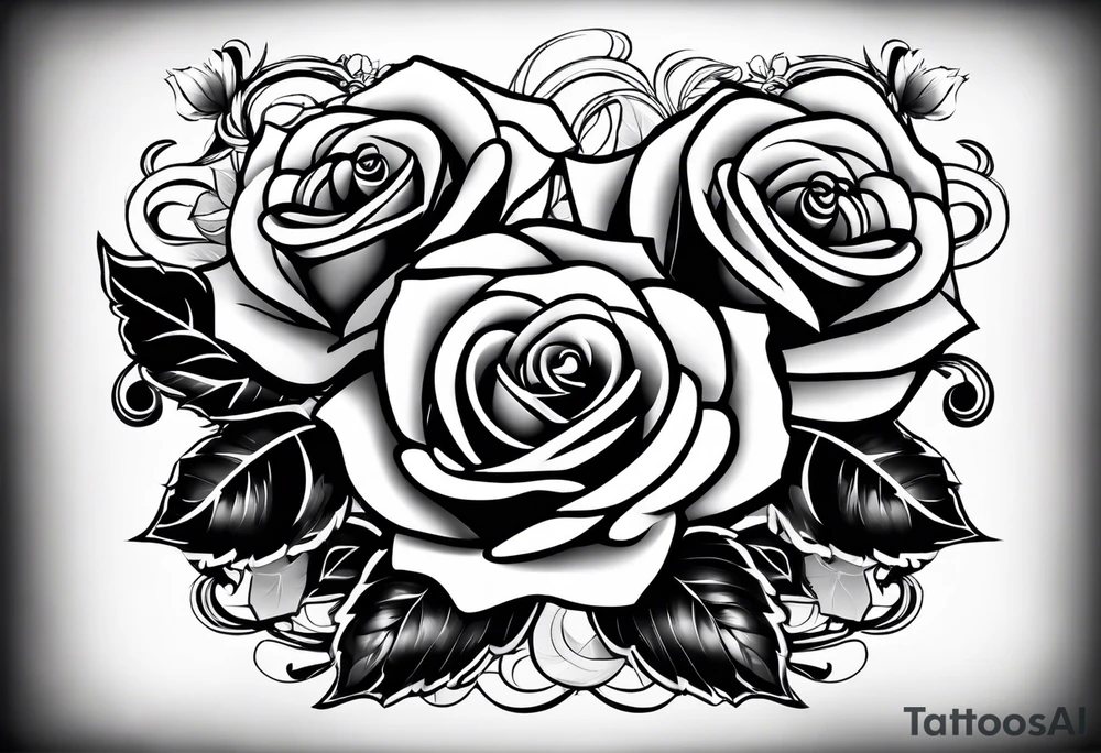 4 roses with a banner tattoo idea