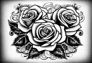 4 roses with a banner tattoo idea