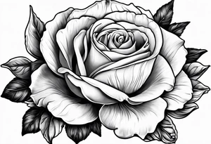 Floral design with 1 rose, lilac, magnolia, Azalea, Lisanthus, sunflower tattoo idea
