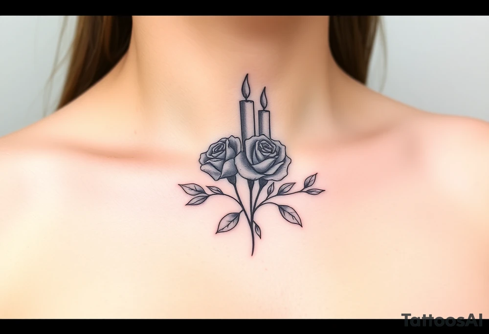 Blue, 2 roses, 2 candles tattoo idea