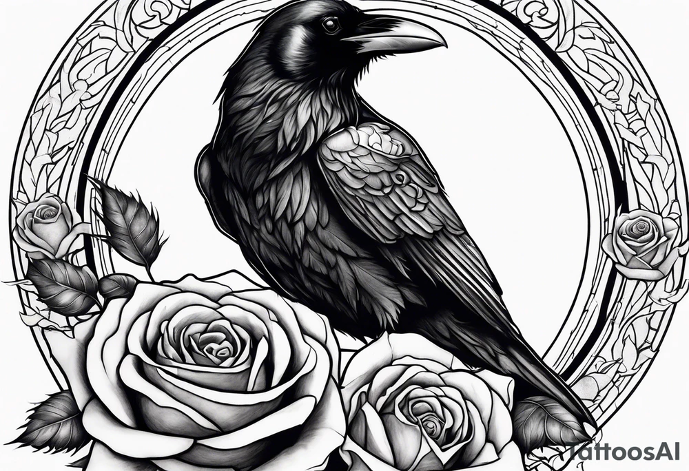 Raven holding  rose tattoo idea