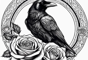 Raven holding  rose tattoo idea