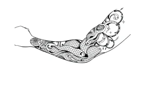 Sicilian Forearm tribal sleeve with patterns and symbols with snake scales tattoo idea