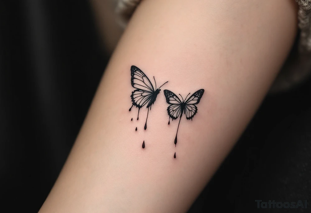 Two butterflyes with blood driping tattoo idea
