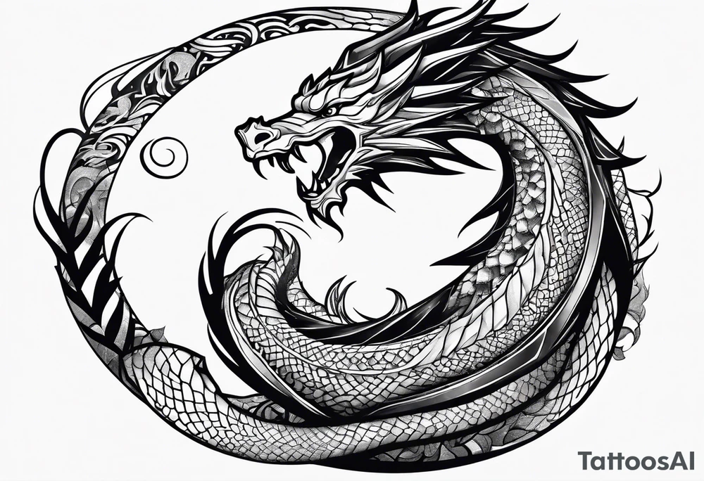 Ouroboros dragon on elbow tattoo idea