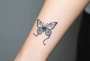 ethereal butterfly with flowing silk ribbons in moonlight tattoo idea