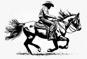 australian cowboy themed tattoo bucking horse cattle campdraft Australian stockman drover cowboy tattoo outline tattoo idea