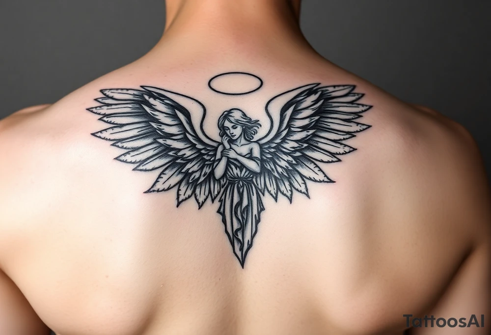guardian angel women tattoo idea
