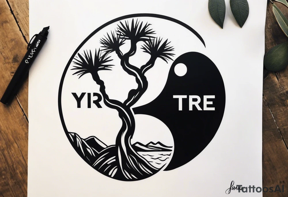 yin and yang joshua tree tattoo idea