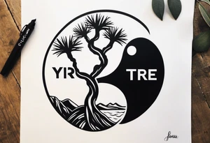 yin and yang joshua tree tattoo idea