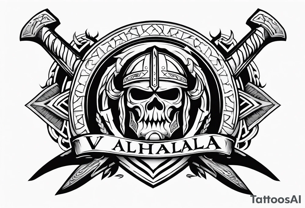 Valhalla viking shield axe sword warrior tattoo idea