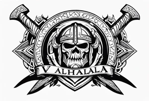 Valhalla viking shield axe sword warrior tattoo idea