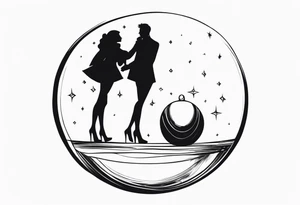 silhouette of a couple hugging in a crystal ball tattoo idea