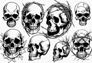 Skulls, barbed wire, sleeve tattoo idea