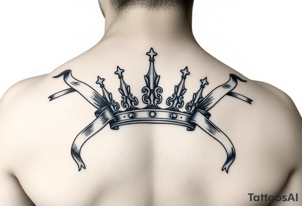 crown
pierced with flowing ribbons princess crown festhers tattoo idea