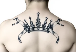 crown 
pierced with flowing ribbons princess crown festhers tattoo idea