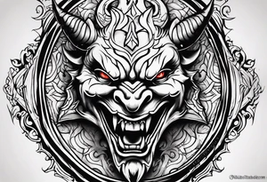 angry devil for a chest gothic style tattoo idea