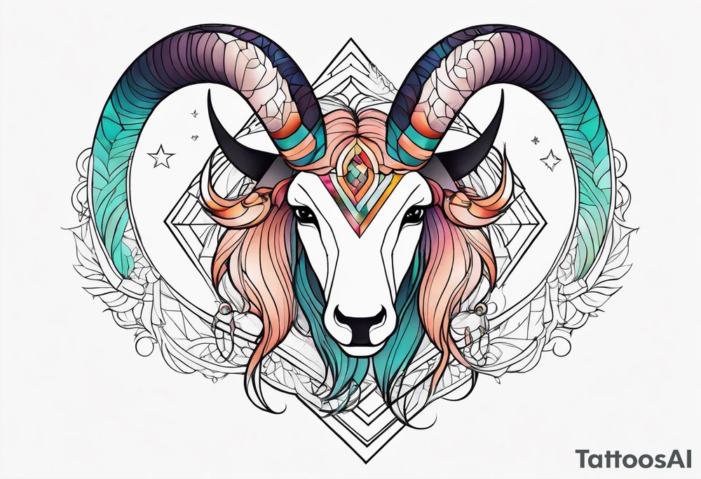 Geometric. Feminine capricorn tattoo idea