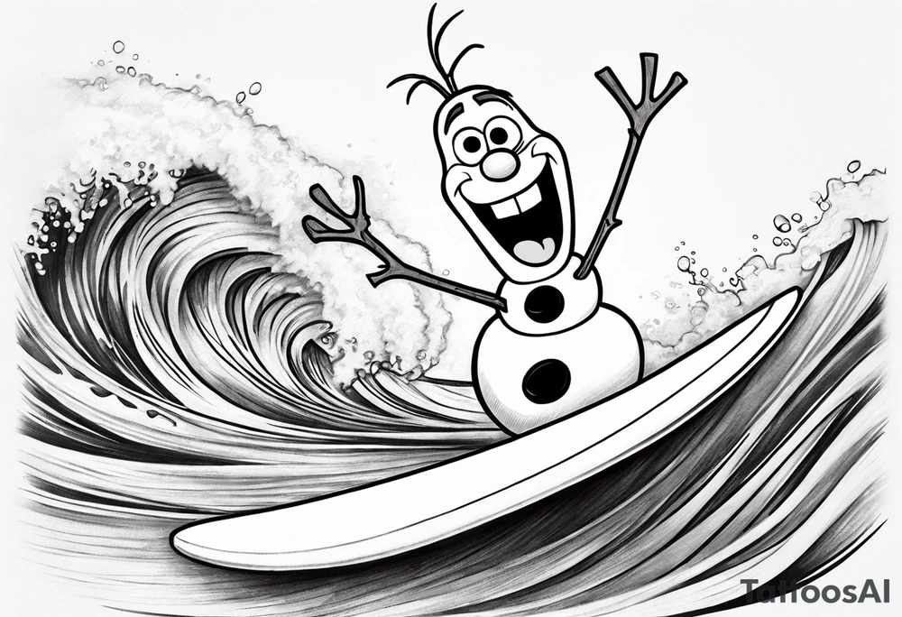 olaf from frozen surfing tattoo idea