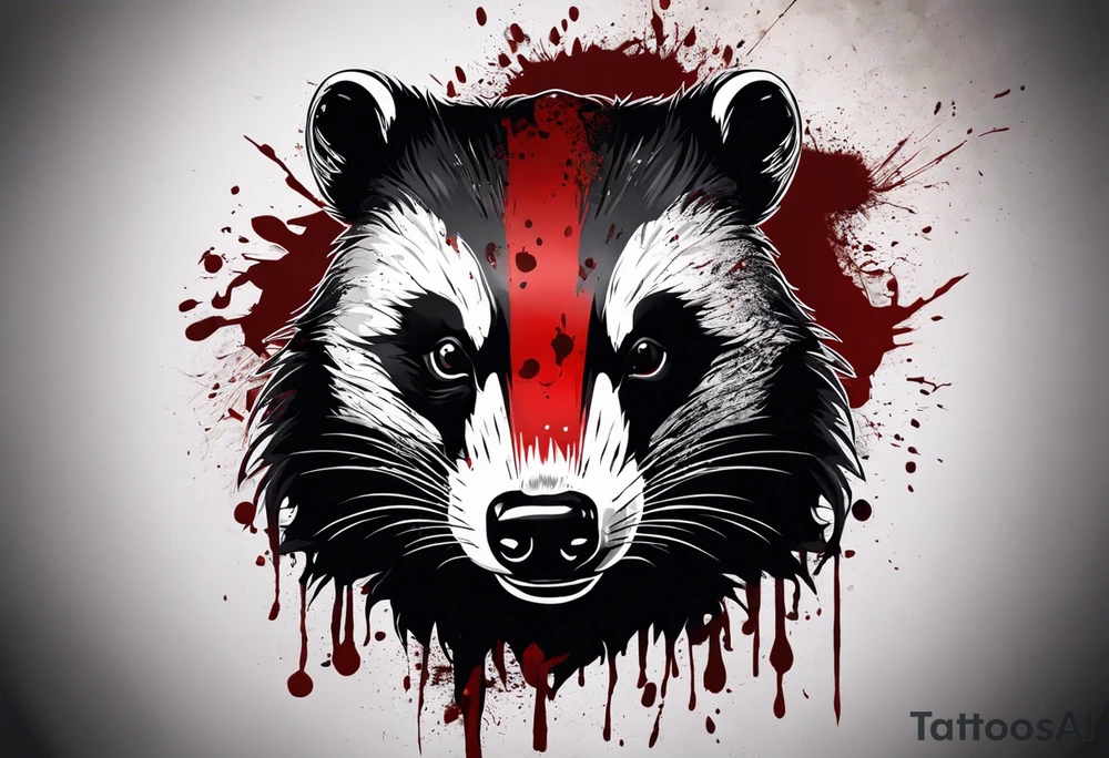 Draw me psychopath Badger/Warrior with aggressive full body, killer face with a smile, very long nails and he attacks like a Bloody Assassin to us and also, he has very deadly looking. He fights with his nails. Everybody scares after their first sight. Give me horror type Badger Tattoo. I want to see his Realistic full body. tattoo idea