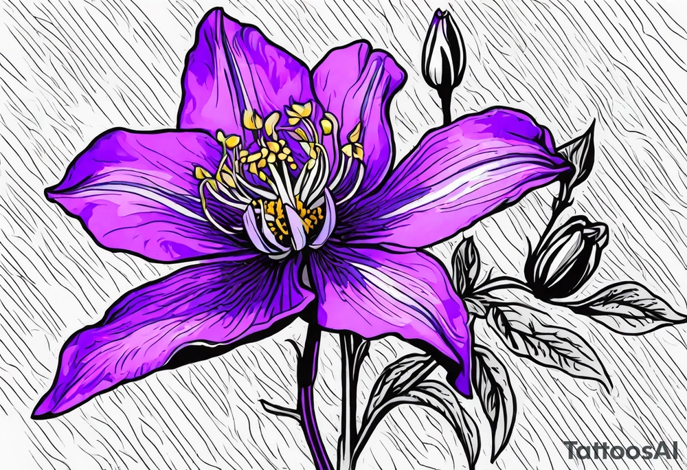 Columbine flower purple with stem in seep tattoo idea