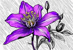 Columbine flower purple with stem in seep tattoo idea