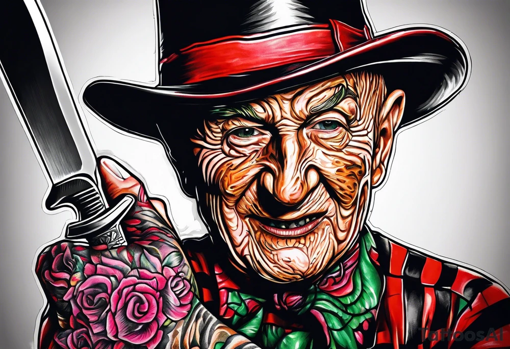 Baby Freddy Krueger with his knife gloves on tattoo idea