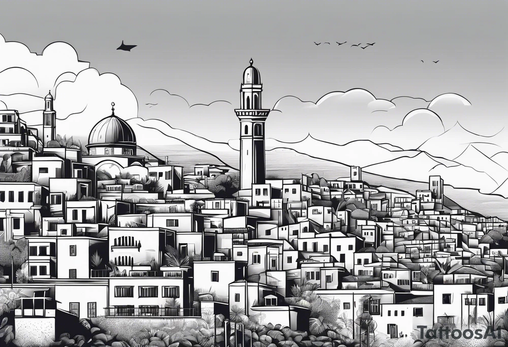 israel city vector vignette tattoo idea